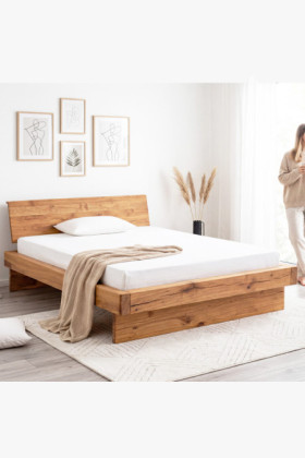 Massives Eichenbett Lara 180x200 cm aus Vollholz natur